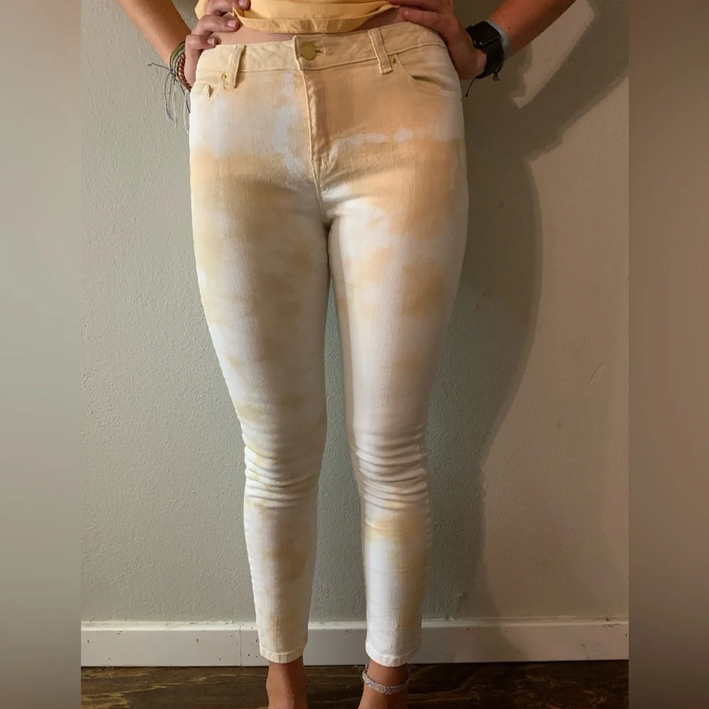 Michael Kors Tie Dyed Skinny Jeans Peach and Cream EUC - Picture 1 of 5